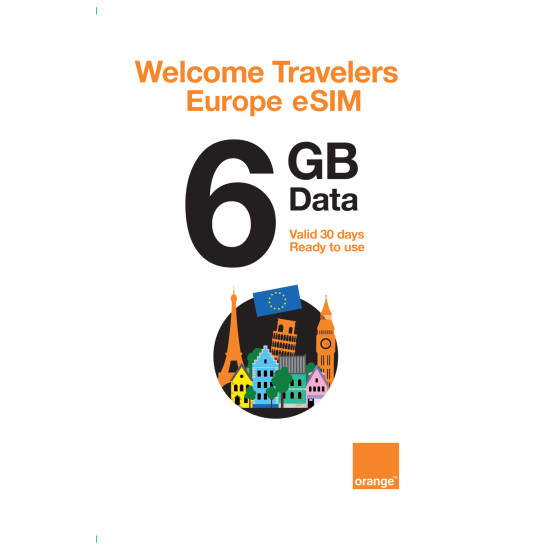 Travelers Weekend eSIM Europe 6GB (Data only) Valid For 30 Days (Coming Soon)